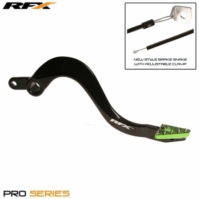 Pedal de freno trasero RFX Pro ST (negro/verde) - Kawasaki KX125 FXRB2040199GN