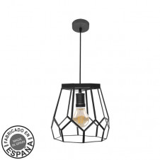 Colgante Lente Grande 1xe27 Negro Regx25x25cm