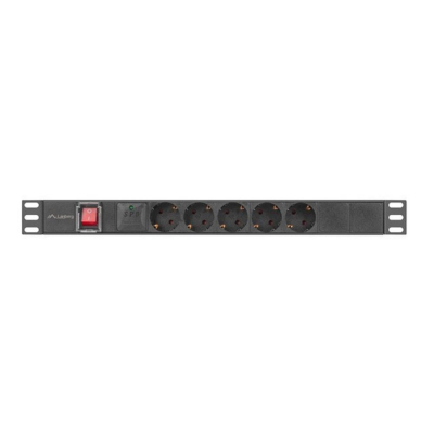 Regleta lanberg 1u 16a rack 19 pulgadas 5x socket schuko negro 2m