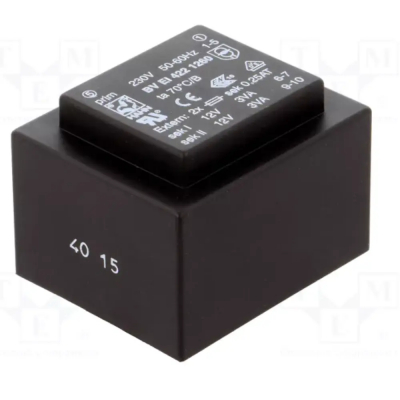 Transformador Alimentación Encapsulado Salida 12V+12Vac 6VA Entrada 230Vac HAHN