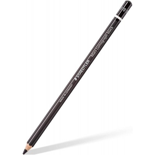 Staedtler Mars Lumograph Black Artist Pencil 100B Lapiz de Grafito - Mina 4B - Resistencia a la Rotura - Madera de Bosques Sostenibles