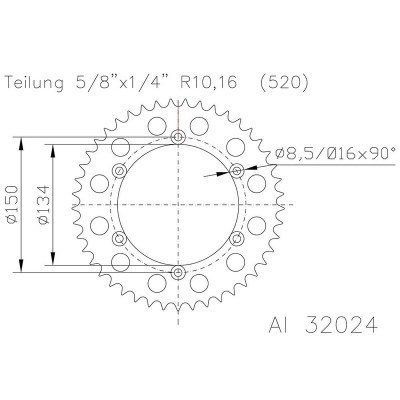 Corona ESJOT Aluminio plata 51-32024-51 dientes 51-32024-51