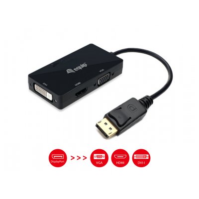 Adaptador displayport a vga - hdmi - dvi equip 0.24m - macho - hembra - negro