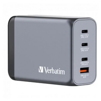 Cargador Gan de Pared Universal Verbatim GNC-240/ 3xUSB Tipo-C/ 1xUSB/ 240W