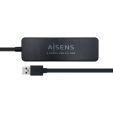 HUB USB AISENS CONECTORES 1XUSB-A 3.0 MACHO 4XUSB-A 3.0 HEMBRA LONGITUD CABLE 30CM GRIS A106-0399