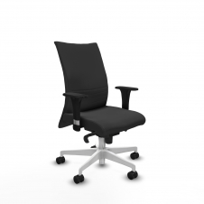 Piqueras y Crespo Albacete confidente sincro similpiel gris oscuro brazos 1D base blanca ruedas 65 mm nailon