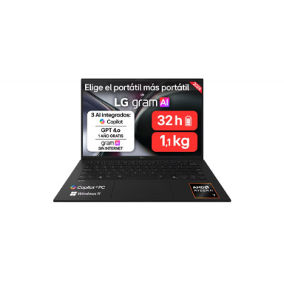 PORTATIL LG GRAM 14 14Z95U, WINDOWS 11 HOME, RYZEN AI 7 450, 32 GB RAM, 512 GB SSD, PANTALLA IPS (1920*1200)
