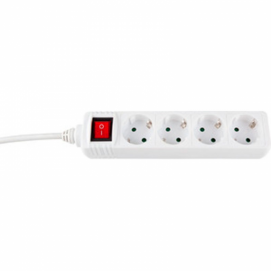 Regleta Silver Electronics 4 tomas, con interruptor, 1.5 m, blanco