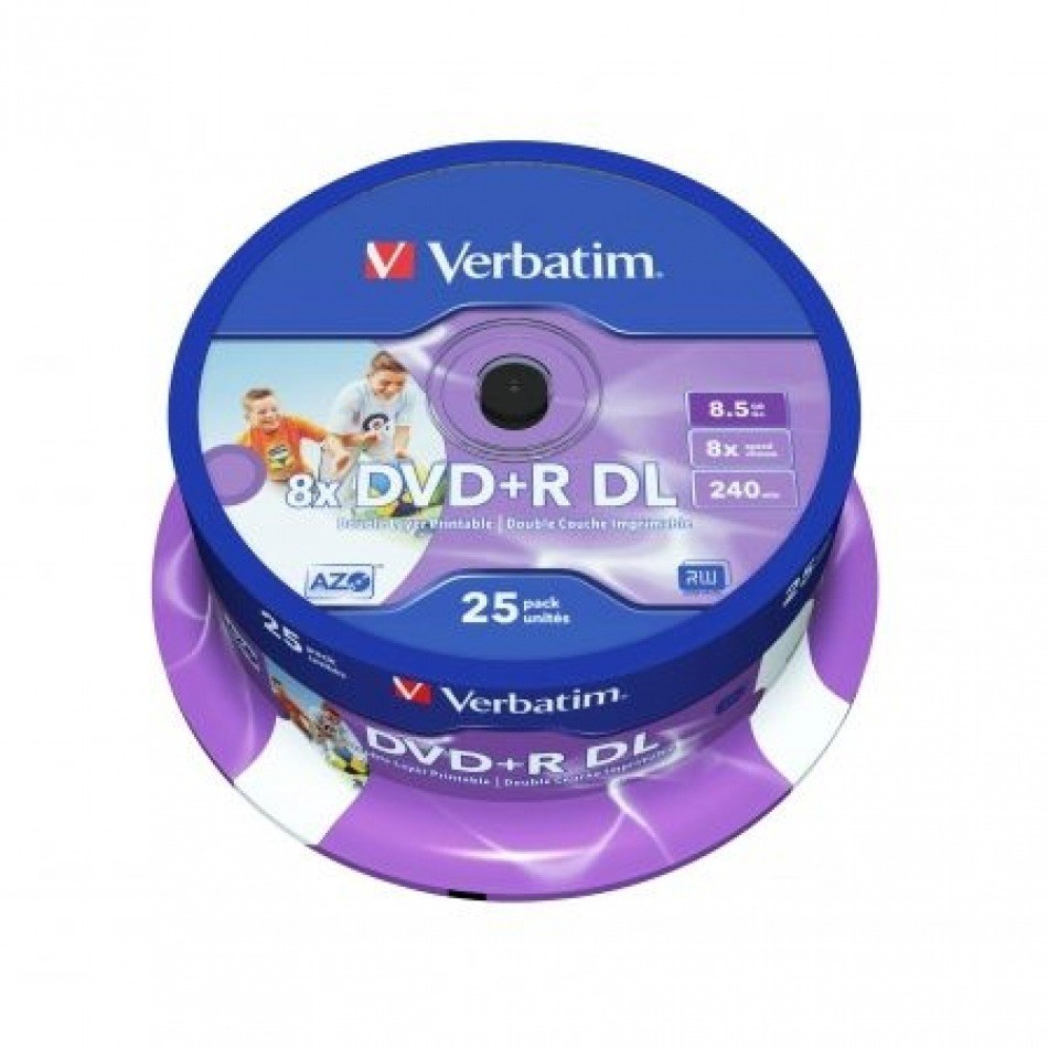 DVD+R Doble Capa Verbatim 8X/ TarrinA25uds