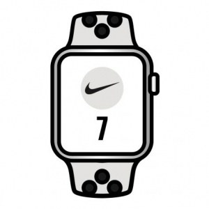 Apple Watch Series 7/ Nike/ Gps/ 45 mm/ Caja de Aluminio en Plata/ Correa Deportiva Nike Plantino Negro