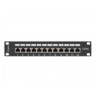 PATCH PANEL LANBERG 12 PUERTOS 1U 10 CAT.5E BLINDADO NEGRO