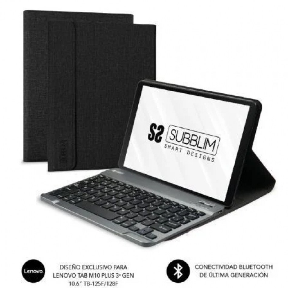 Funda con Teclado Subblim KeyTab Pro BT para Tablet Lenovo Tab M10 Plus de 10.6 3a Gen/ Negra