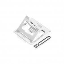AISENS Soporte de Sobremesa Ajustable para Portatil / Tablet con USB-C Docking 7 en 1, Gris