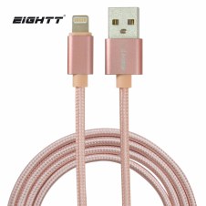 Eightt Cable USB a Lightning 1m trenzado de Nylon Rosa. Carcasa de aluminio