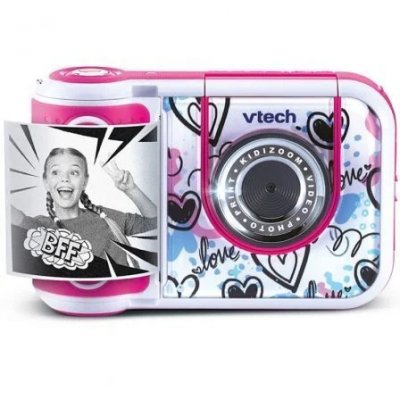 Cámara instantánea VTech Kidizoom Print Cam - Impresiones 57x28 mm | Color rosa | Compacta y divertida | Ideal para niños