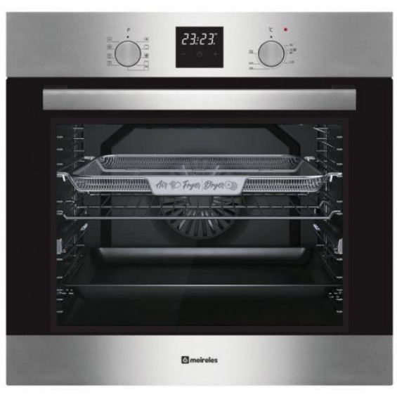 Horno multifunción Meireles MF 8901 X, 80 litros, 9 funciones, Air Fryer, limpieza Aqualytic, programador táctil, mandos escamoteables, clase A, inox
