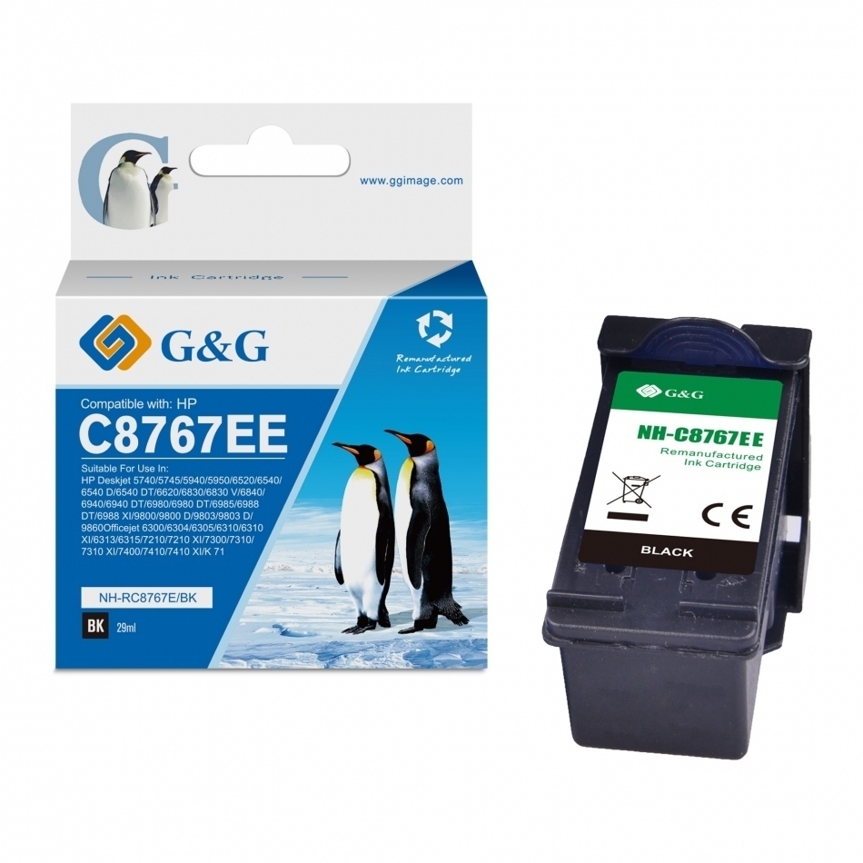 G&G HP 339 Negro Cartucho de Tinta Remanufacturado - Reemplaza C8767EE