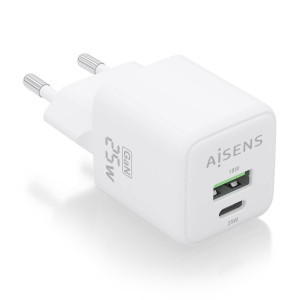 Aisens - Cargador Gan 25W, 1Xusb-C Pd3.0 Qc4.0, 1Xusb-A Qc3.0, Blanco