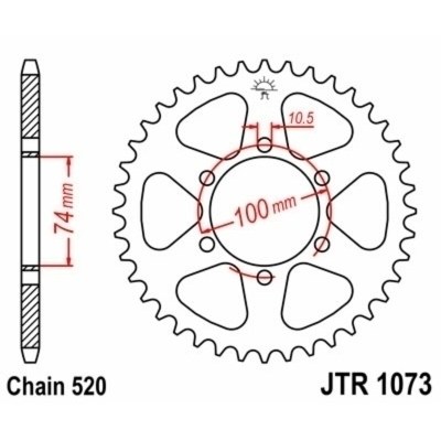 Corona JT SPROCKETS acero estándar 1073 - Paso 520 JTR1073.46