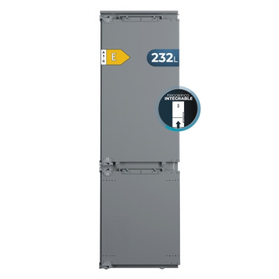 Cecotec Bolero CoolMarket Combi BI-D MC 232 GREY E Frigorifico Combi Integrable - 232L - Incluye Accesorios - Modo Vacaciones - Total Nofrost - Cajon para Carne y Pesado - Clase E - 177x54cm - Color G