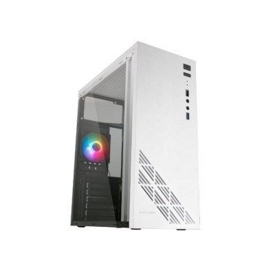 CAJA SEMITORRE MARS GAMING MC100 WHITE FRONTAL Y CHASIS EN ACERO ULTRA-LIGERO 1xVENTILADOR 120mm TRASERO RGB VENTALA LATERAL SIN FUENTE DE ALIMENTACIO