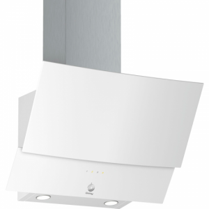 Campana decorativa de pared inclinada Balay 3BC565GB, 60 cm, 593 m3/h, clase C, 3 velocidades, 67dB, cristal blanco