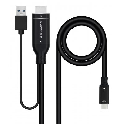 Nanocable Cable Conversor HDMI Macho a USB-C Macho - Longitud 1.8m - Color Negro