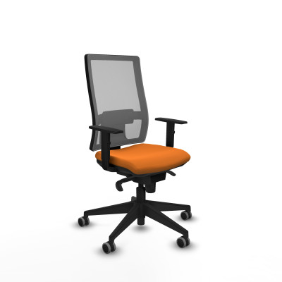 Horna sincro malla gris similpiel naranja brazos 1D base piramidal ruedas 65mm engomadas