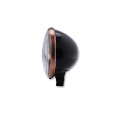 SHIN YO 5 3/4 headlight Bates Style black silk matt ring copper optics 222-018