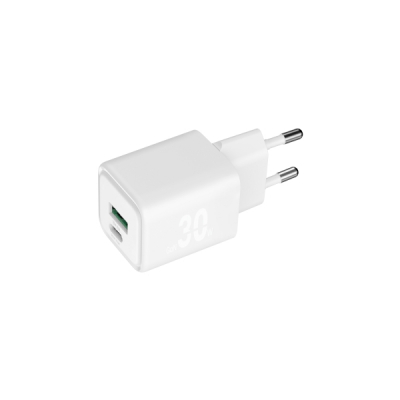 Blackbyte Cargador GaN Doble - 1xUSB-C PD 30W - 1xUSB-A 18W - Carga Rapida PPS - Color Blanco