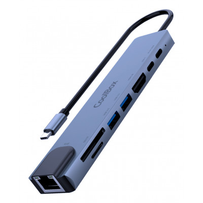 Coolbox M.DOCK C81 USB-C-1PD-2USB-A-HDMI-SD-MSD-RJ