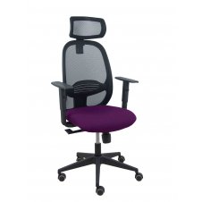 Piqueras y Crespo Silla Cilanco negra malla negra asiento bali morado brazo regulable cabecero regulable
