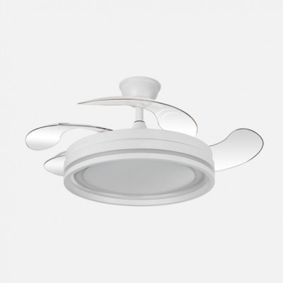 Ventilador Dc Cerrato Blanco 59w 4aspas Desplegables 107d 6980lm 6vel 3000k,4000k,6000k, Remoto+reg.intens.+temporizador+memoria