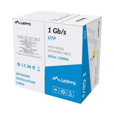 Bobina 1gb - s lanberg u - utp rj45 solido cca awg23 305m amarillo