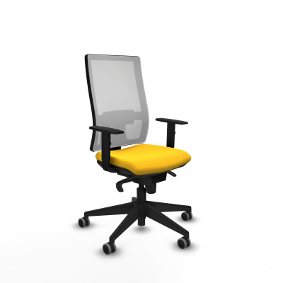 Horna sincro malla blanca similpiel amarillo brazos 1D base piramidal ruedas 65mm engomadas