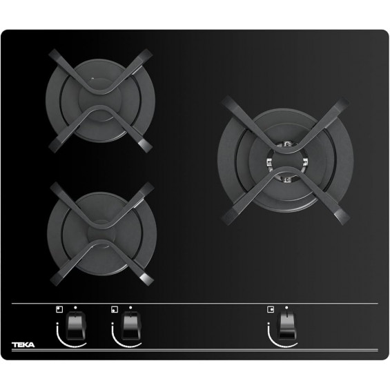 Placa de gas natural Teka GBC 63010 KBN, 3 zonas, Cristal Gas, 6250W, vidrio templado, ref. 112580002, cristal negro - imagen 2