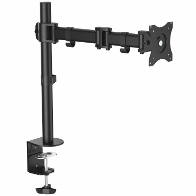 Soporte VESA de Sobremesa para 1 Monitor - Base para Pantallas VESA de hasta 34 con Mástil Articulado - Altura Ajustable - de Montaje mediante Abrazadera/ Ojal - Negro