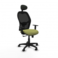 Piqueras y Crespo Aloc?n sincro malla negra bali verde oliva brazos 1D base poliamida cabecero fijo ruedas nailon 50mm