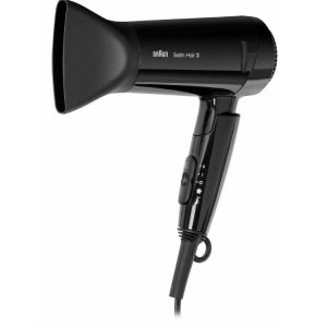 Secador de pelo Braun BRHD350E STYLE & GO, 1600W, 2 velocidades, 2 temperaturas, negro