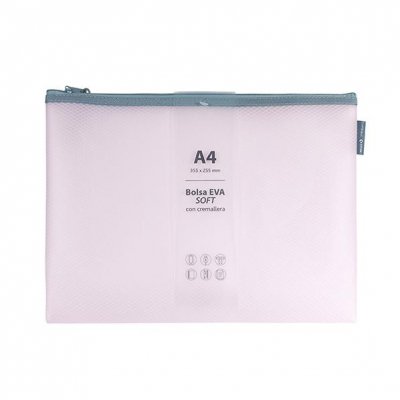 GRAFOPLAS Bolsa Zipper Eva mate A4 rosa soft