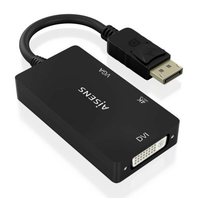 CONVERSOR AISENS DISPLAYPORT V1.2 A VGA/DVI/HDMI 4K NEGRO 15CM