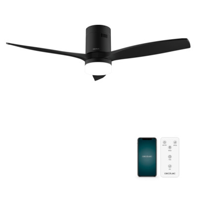 Cecotec EnergySilence Aero 5600 Aqua BlackandBlack Connected Ventilador de Techo con 3 Aspas y Luz LED Integrada - 40W - Diametro de 52 - Wi-Fi - IP44 - Temporizador - Modo Invierno - Color Negro