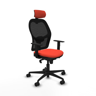 Jorquera sincro malla negra bali naranja oscuro brazos 1D base nailon cabecero 2D ruedas 65mm nailon