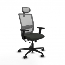 Piqueras y Crespo Haches traslack malla gris bali negro brazos 2D base nailon cabecero malla 2D ruedas 65mm nailon