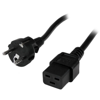 Cable schuko a c19 startech 2m - macho - hembra - negro