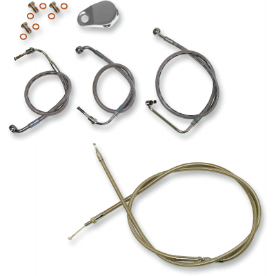 Kit líneas de freno/cables de manillar trenzados inoxidable estándar LA CHOPPERS LA-8010KT-08