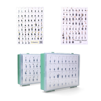 Expositor 60 escobillas de carbon mas vendidas (120 juegos)