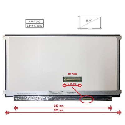 Pantalla para portátil LED 15.6 Slim 40 Pines 4K