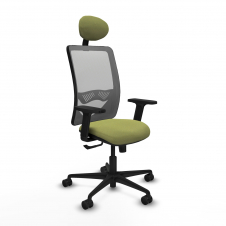 Piqueras y Crespo Zulema sincro malla gris bali verde oliva brazos 2D base nailon cabecero fijo ruedas 65mm nailon