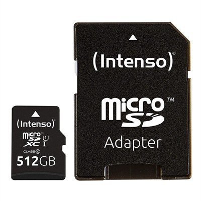 Tarjeta de memoria micro sd intenso 512gb premium uhs - i cl10 + adaptador sd